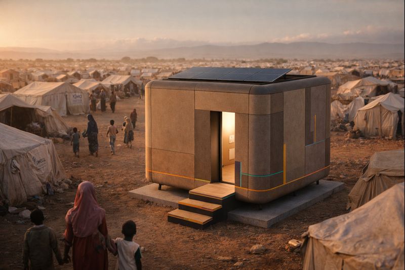 The Cube in a refugee camp setting providing education to displaced children